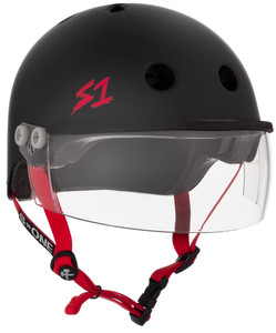 S1 Lifer Visor Helmet - Black Matte w/ Red Straps S1 Lifer Visor Helmet - Black Matte w/ Red Straps
