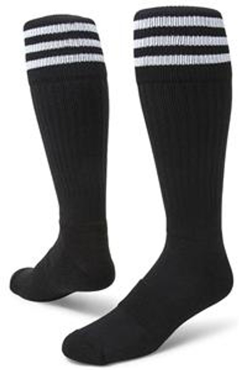 Mach III Knee High Socks - Black with White Stripes