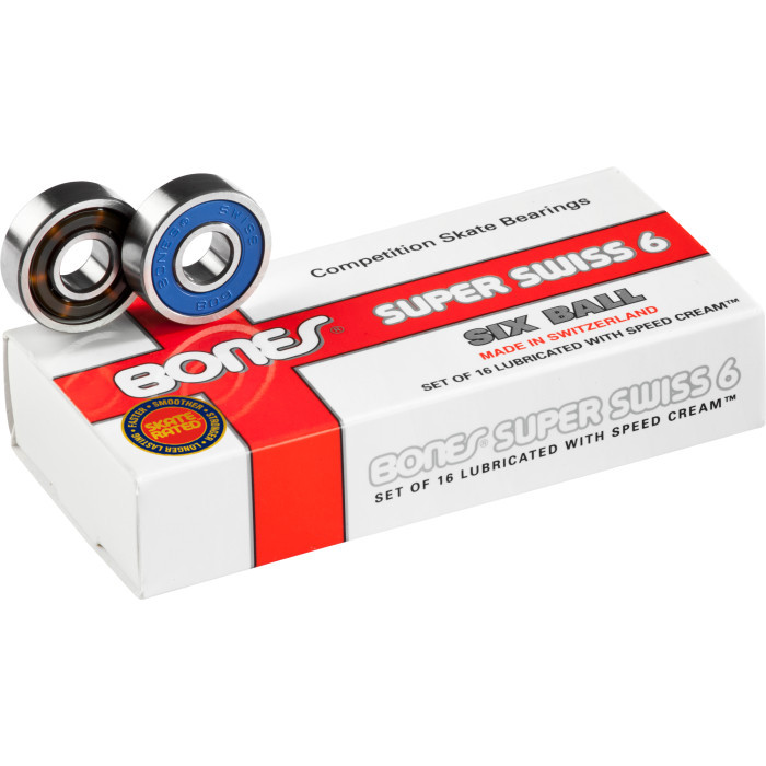 Wicked Skatewear | Bones Super Swiss 6 Bearings 8mm (16-pack)