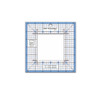 The Small Get Squared Ruler by June Tailor, a transparent square-shaped ruler with grid lines and a central square cutout, designed for accurately measuring and cutting fabric for quilting.