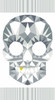 Watcher Fabric Panel: Unleash Your Style - Geometric skull shape in shades of grey