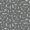 Artistic Excellence: Sea Glass Abstract Fabric -  features a loose grey grid against a dark grey background. The pattern is then overlaid with white and turquoise dots.