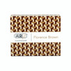 Packaging box for Aurifil Florence Brown Color Builder thread set, featuring a geometric pattern in shades of brown with the Aurifil logo and product name displayed.