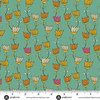 Andover Fabrics Winged Garden Delight Tender Twigwork teal fabric with vine and floral design with ruler