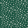 Green Christmas fabric with scattered cream motifs including mittens, sleighs, stars, reindeer, wreaths and holly from Makower UK
