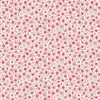 White Christmas cotton fabric with scattered red Scandinavian stars, snowflakes and starbursts from Makower’s Scandi Christmas collection