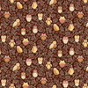 Alt: Twilight Owls Brown fabric from Hello Autumn by Makower Fabrics showing woodland owls in golden yellow, cinnamon, cream, and pink among leafy branches and berries on a dark brown background.