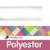 Rolled view of Matilda’s Own 100% Polyester quilt wadding with signature colourful diamond branding strip and bold "Polyester" label; highlights its premium quality for quilting and craft use.