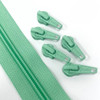 No.5 continuous coil zip in mint with matching pulls