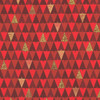 Robert Kaufman Fabrics Peppermint Twist “Geo Trees Crimson” — crimson and wine red geometric triangles with scattered metallic gold Christmas tree motifs.