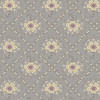 Andover Fabrics Wildflower Cottage Trellis Dove—dove grey with cream, mauve and yellow floral medallion trellis cotton print.