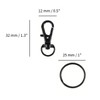 Dimensions of Keyring clip and split ring