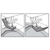 Diagram of Hump Jumper supporting a presser foot before and after a bulky seam.