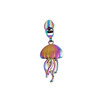 Metallic rainbow jellyfish zip pull for #5 nylon zips with domed cap and flowing tentacles