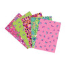Tropica Pink Fat Quarter Bundle showing five Makower UK fabrics including florals, butterflies, mosaics, and green accents in a coordinated pink-led colour palette.