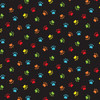 Nutex Happy Paws collection fabric Happy Paws - Paws with colourful paw print motifs on a black cotton background