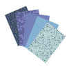 Bluebell Meadow fat quarter bundle featuring soft blue and aqua floral quilting cottons fanned out