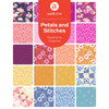 Stephanie Organes Petals and Stitches fabric samples by Andover Fabrics, soft florals and tonal prints in warm pastel colours.