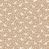 Makower UK Little Ones Deer Brown fabric with white deer and woodland motifs on a warm brown cotton background