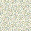 Makower UK Little Ones Foliage Cream fabric with delicate foliage and butterfly motifs in soft green and pastel tones on cream cotton