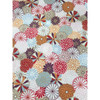 Nutex Kata Metallic collection Kata Metallic 1 metallic floral quilting fabric with red, gold and neutral chrysanthemum blooms with metallic accents