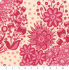 Northcott Fabrics Overdressed Red Totem raspberry pink floral cotton with ruler showing large-scale botanical motif in inches