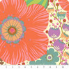 Northcott Fabrics Overdressed Haze Pouring Poppies pink floral cotton with ruler showing large-scale poppy design in inches