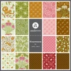 Rivermoore fabric collection by Andover Fabrics displayed as a grid of prints featuring squirrels, rabbits, florals and foliage in green, pink and earthy tones