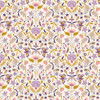 Quilt Nouveau Mustard fabric by Liberty Fabrics, featuring stylised Arts & Crafts florals in mustard, lilac, and plum with hidden strawberries on a soft ivory ground.