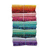 Shimmer Collection fat quarter bundles by Northcott Fabrics showing metallic quilting cotton in multiple colourways including pink, orange, teal, blue and purple, stacked and tied in bundles