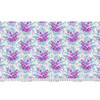 Full Width view of Free Spirit Floral Reef Shadow Sharks Ultraviolet fabric featuring purple reef florals, mint sea plants, and hidden shark silhouettes.