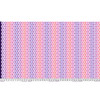 Full Width view of Free Spirit Floral Reef Aquatic Lace Ultraviolet fabric featuring layered scallop and fish scale motifs in violet, pink, coral, and lavender tones.