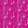 Cameo Pomegranate fabric from the Sunprints 2025 Collection by Alison Glass, featuring ornate white linework designs on a rich pomegranate pink background.