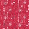 Cameo Cardinal fabric from the Sunprints 2025 Collection by Alison Glass, featuring ornate white linework designs on a striking cardinal red background.
