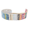 Unrolled pack of Emily Belle Fabric Strip s to show the 40 different 2.5 inch Lasenby cotton fabric strips in coordinating floral prints