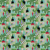 Northcott Cozy Christmas Collection Flurry Morning quilting fabric featuring green winter landscapes, cabins, Christmas trees, winding paths and snowflakes.