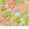 Northcott Cozy Christmas Collection Poinsettia Fresh quilting fabric with ruler to show scale