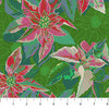 Northcott Cozy Christmas Collection Poinsettia Housewarming quilting fabric with ruler to show scale