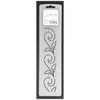 Flexible semi-transparent Mylar quilting stencil featuring a repeating 1.5-inch Nordic scroll and leaf border design for marking decorative quilting patterns.
