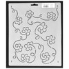 Flexible semi-transparent Mylar quilting stencil featuring a 9.5-inch all-over background design of small flowers and flowing scrolls for marking decorative quilt patterns.