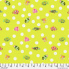 Free Spirit Floral Reef School Crossing Seagrass fabric featuring colourful tropical fish on a seagrass green polka dot background.