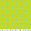 Free Spirit True Colors Hexy Chameleon fabric featuring lime green hexagonal geometric motifs with aqua and olive detailing.