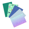 Seafoam Dreams Tula Pink fat quarter bundle with five coordinated Floral Reef and True Colors quilting fabrics in blue, aqua and seafoam green.
