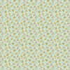 Close-up of Bloom Burst Spring fabric from Andover Fabrics’ Meadow Walk collection, featuring soft pink and yellow wildflowers on a pale green background.