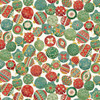 Makower UK Adorn Collection Ornament in Cream metallic quilting fabric with cream background and colourful decorative Christmas baubles.