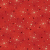 Makower UK Adorn Collection Sparkle in Red metallic quilting fabric with crimson red background, gold stars and delicate dotted constellations.