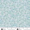 Makower UK Country Christmas Frosty in Blue quilting fabric featuring delicate white, blue and green snowflakes on a soft blue background with ruler for scale
