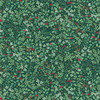 Makower UK Country Christmas Evergreen Dark quilting fabric featuring holly, ivy, evergreen foliage and red berries on a deep forest green background