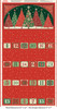 Makower UK Adorn Collection reusable Advent Calendar panel shown with ruler for scale featuring decorative Christmas trees, 24 numbered pockets and metallic festive details.