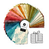 Vermont Fat Quarter Bundle by Laundry Basket Quilts featuring all 36 coordinated fabrics arranged in a colour wheel with one fabric displayed in front.
